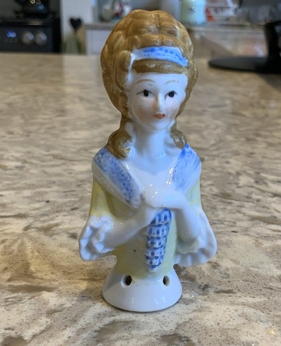 Vintage porcelain half doll - porcelain,