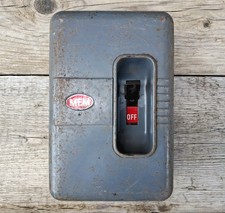 Large Vintage Industrial Heavy Duty Electric Metal On Off Switch Isolator #A