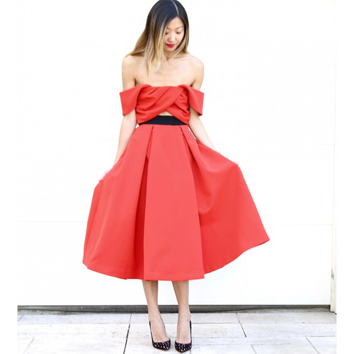 Self portrait red - red, off-shoulder