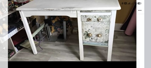 White retro wooden desk - retro,