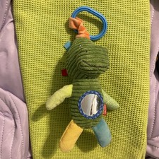 Chad Valley Argos Green Ribbed Dinosaur Activity Vibrating Comforter Soft Toy