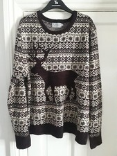 Mens TU Sainsburys Christmas jumper XL Dark Red Stag
