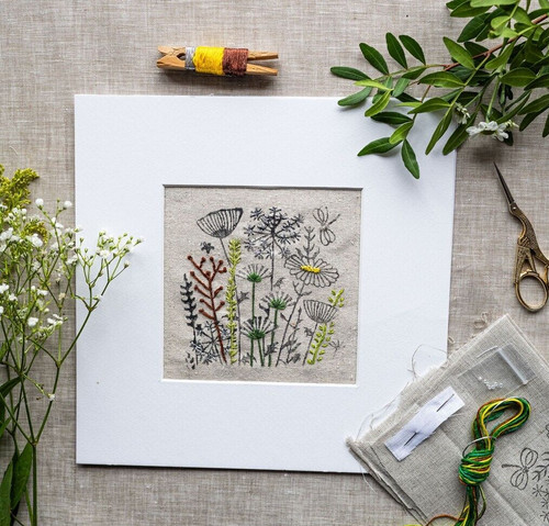 Wild flower stamped embroidery - wild,