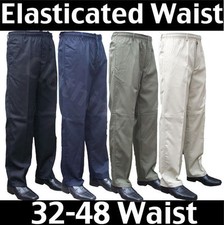 Men’s Elasticated Waist Smart Casual Rugby Trousers Waist 32-48 Leg 27 29 31