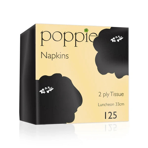 Poppies black napkins 33x33cm - poppies,