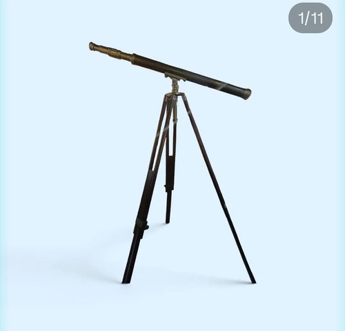 Large brass telescope - telescope, on