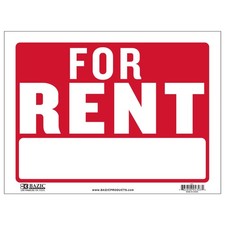 BAZIC For Rent Sign 9x12in