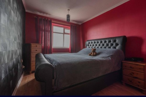 Leather sleigh double bed and