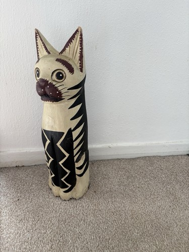 Vintage wooden cat ornament - cat,