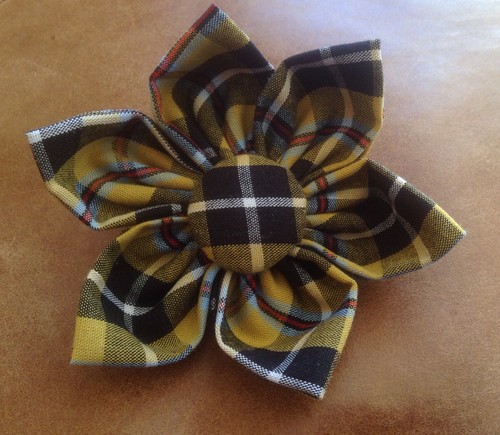 Cornish tartan fabric flower - tartan,