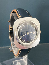 Rare Vintage 1970's Timex Marlin UFO Mens Watch with Blue Sunburst Dial