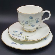 Sadler Wellington Fine Bone China Cup &  Saucers Side Plates Bluebell Pattern 