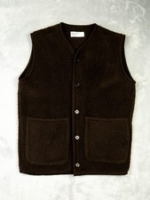 Universal Works Lancaster Gilet Fleece Dark Brown Men’s Large Jacket Zip Up