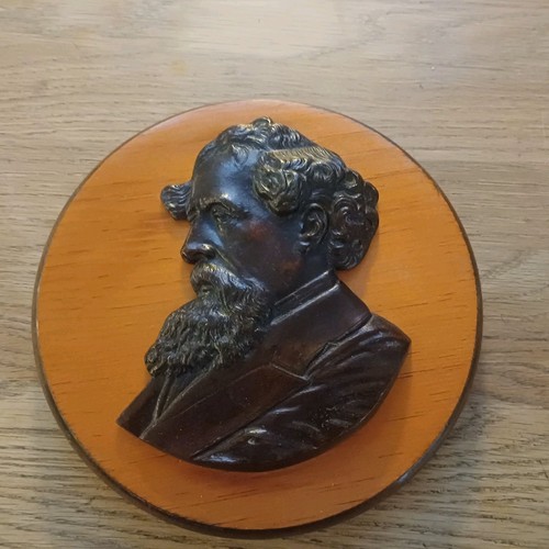 Antique cast metal relief bust - metal,