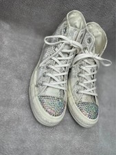Ladies Converse Trainers – UK Size 6 – Custom Rhinestone Design