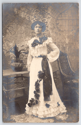 Rppc edwardian gown - edwardian, gown~floral