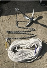 3.2KG grapnel  boat anchor kit 2m chain 100ft 8mm rope rib sailing 3.2 kg
