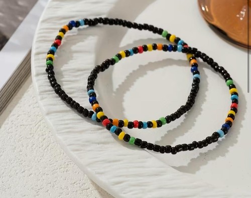 Handmade beaded anklets - 2x,