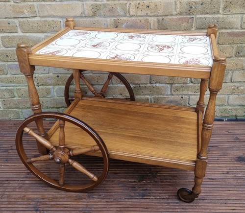 Vintage wooden drinks trolley - wooden,
