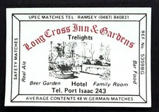 Matchbox label Upec Pub Long Cross Inn & Gardens Trelights Port Isaac MH809
