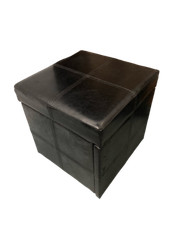 Luxor Wooden Deluxe Cube Ottoman Storage Box - Black
