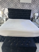 Black crushed velvetSuperking 4 Drawer Storage Bed With Matching Blanket Box 