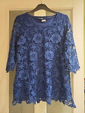 Ladies Pretty Blue Lacey Top Size 18-20 By Damart.