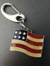 Japan Movt Key Ring Quartz Mini Watch. inc battery  Stars And Stripes Enamel 