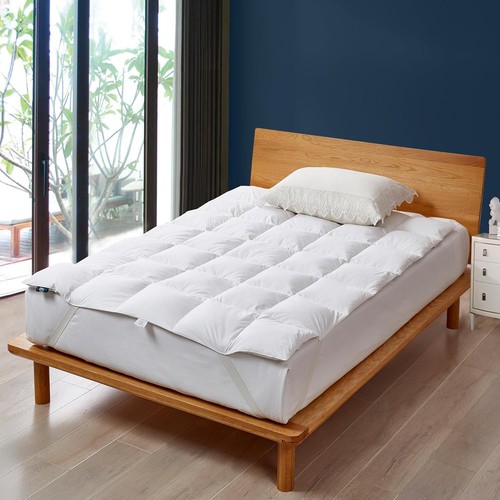White goose feather down bed - white,