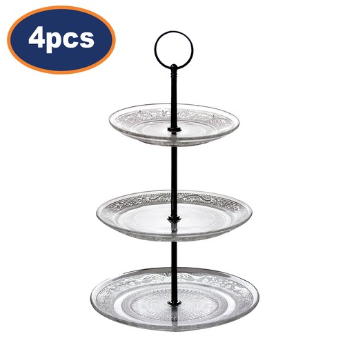 4pc tier glass cake stand - 4pc,