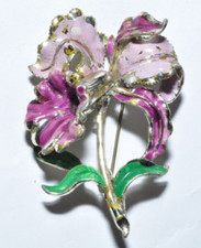 WONDERFUL & UNUSUAL VINTAGE SIGNED EXQUISITE ORCHID BROOCH