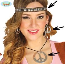 1960s Hippy Fancy Dress Set 60s Hippie CND Headband Necklace & Earrings Set fg