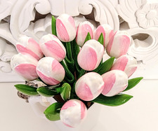 Wooden tulips bouquet pink