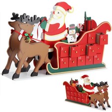 B-Stock Advent Calendar Santa with Sleigh Wood Reusable