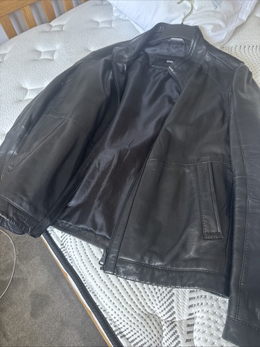 Hugo boss men leather jacket - boss,