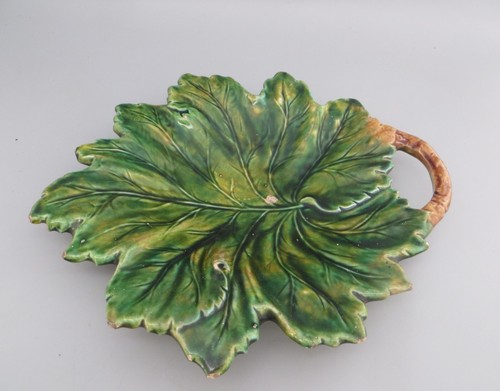 Antique majolica footed green - antique,