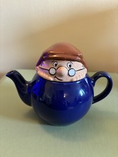Vintage Small Wade Tetley Tea Pot with Gaffer Top. Blue Glaze. Collectable. 1996