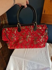 Bueno Red And Gold Tapestry Style Carpet Holdall Weekend Bag Mary Poppins Bag