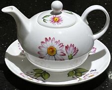 Crown Windsor Tea For One Daisies & Butterflies Teapot & Saucer ( No Cup)