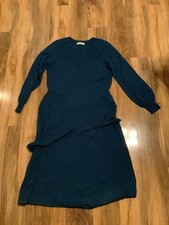 Woolovers Size M 100% Merino Wool Blue Dress 