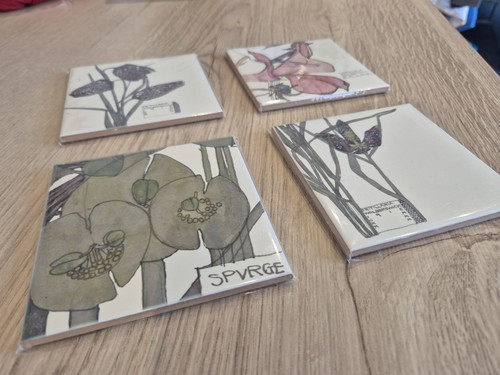 Set floral coaster tiles - set,