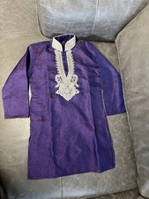 Boys Purple Embellished Kurta