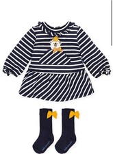 Tutto Piccolo "Etta" Navy Striped Bear Dress 4 Years