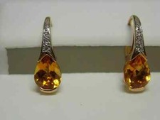 3Ct Pear Lab Created Citrine Drop Dangle Earrings 14K Yellow Gold Plated Silver
