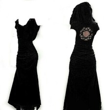Long Black Hooded Dress with