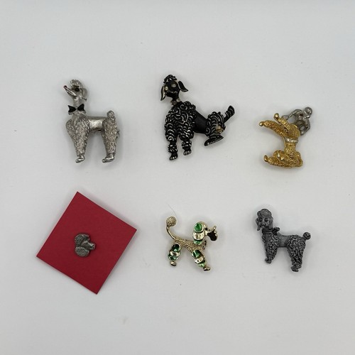 Vtg poodle brooches pins lot - 6,