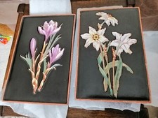 2X ART NOUVEAU TILES KARLSRUHER MAJOLIKA CERAMIC WALL PLAQUE moorcroft interest