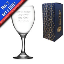 Personalised Engraved Wine Glass With Gift Box - Any Message Engraved!!