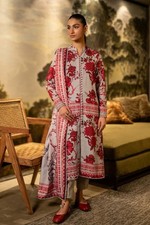 Maria B Khaddar 3PC Grey Red