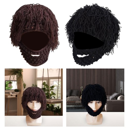 Knit bearded hat handmade - bearded,